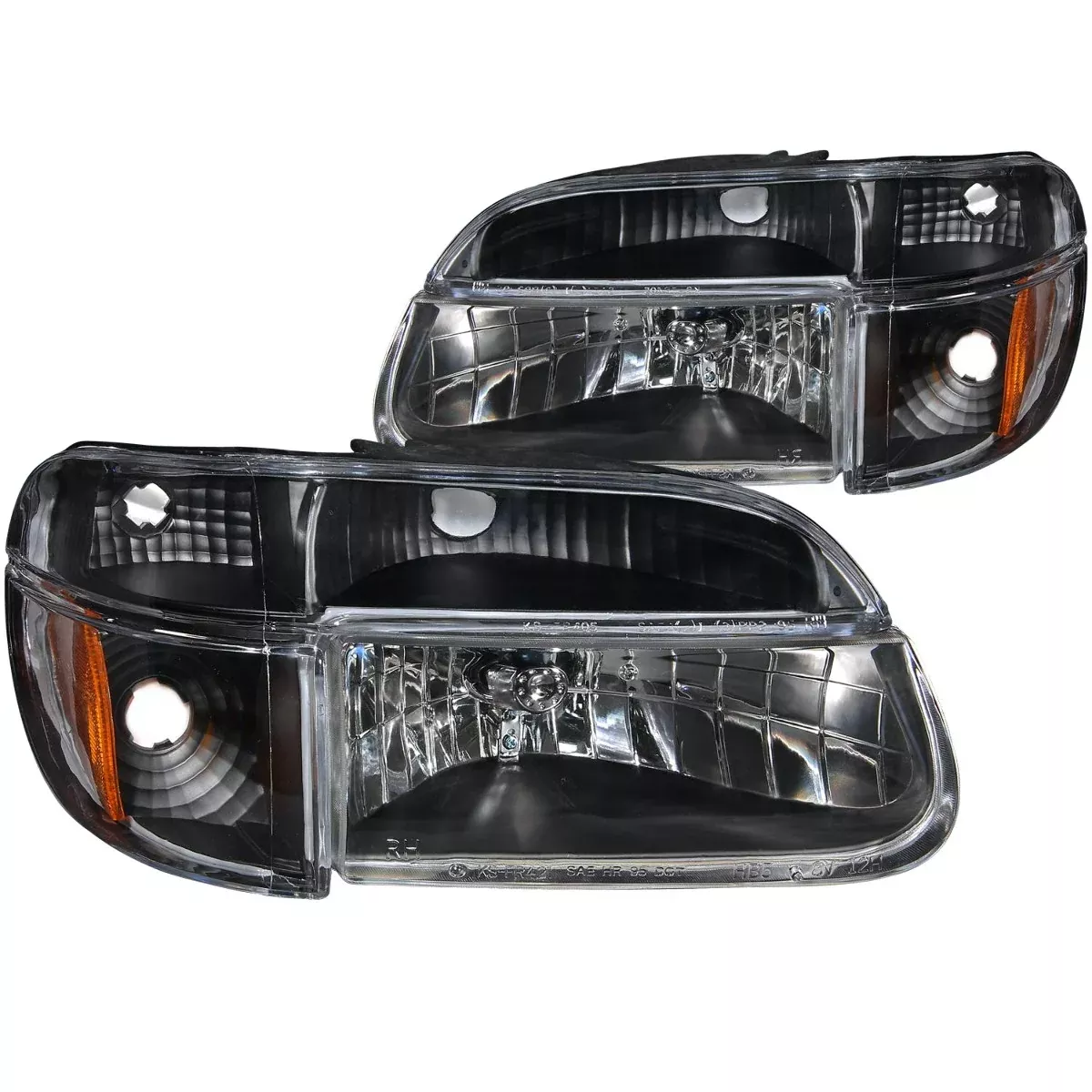 AnzoUSA 111039 Crystal Headlights Black with Corner Lights 2pc