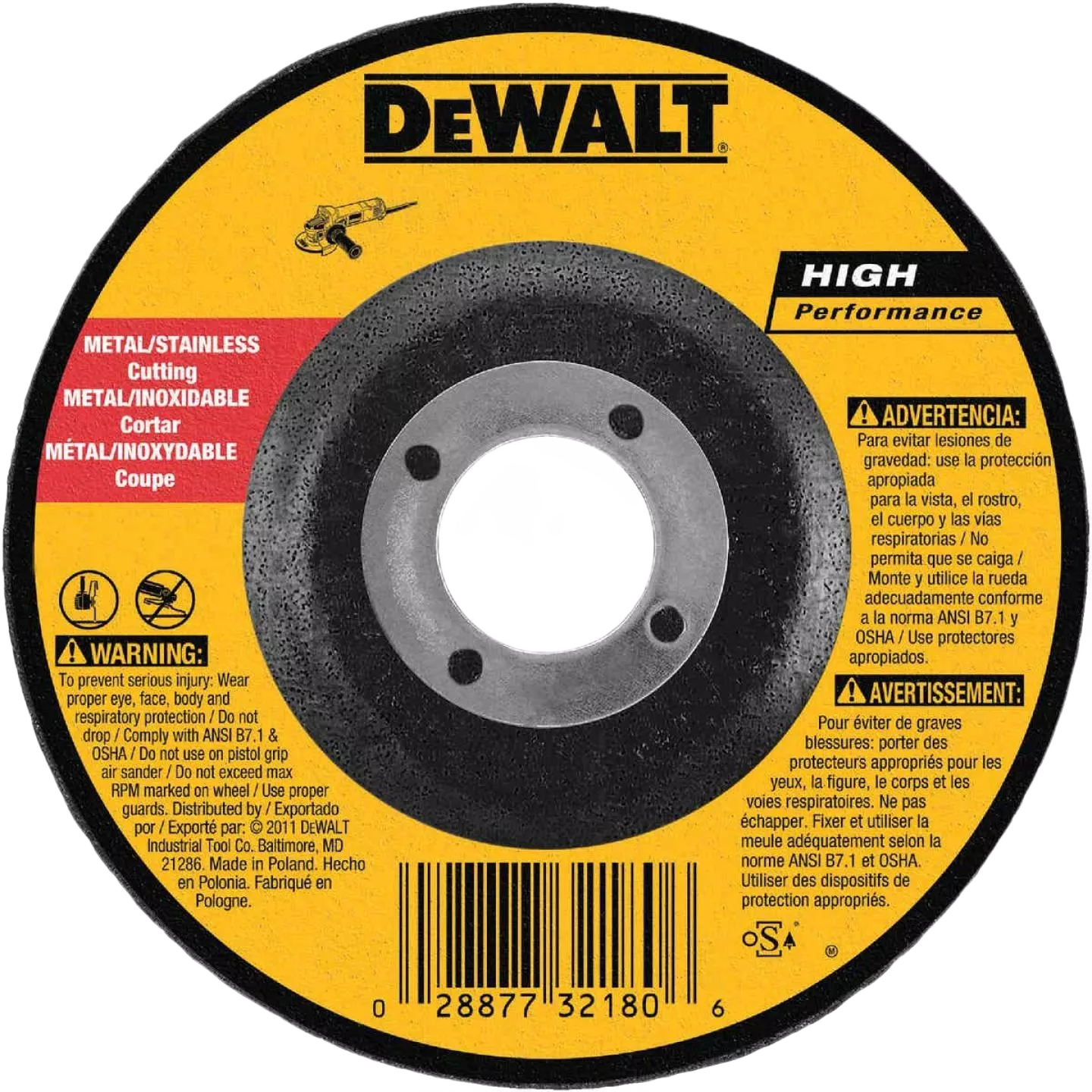 DEWALT 4 x 5/8″ Type 27 High Performance Metal Cutting Wheel