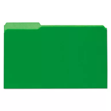 Recycled Interior File Folders, 1/3 Cut Top Tab, Legal, Green, 100/Box