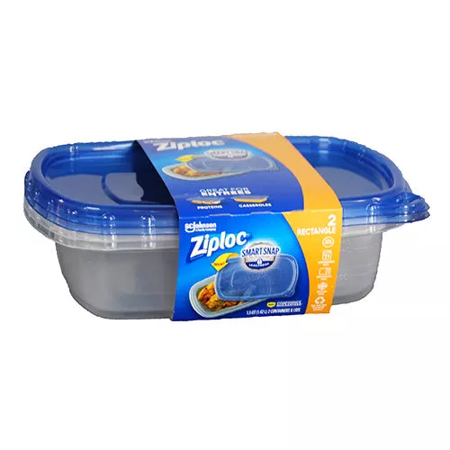 Ziploc SmartSnap Rectangle Food Containers 1.5QT 2-Pack